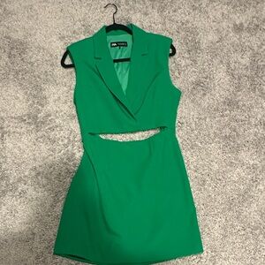 Zara Emerald Green Sleeveless Cutout Mini Dress
